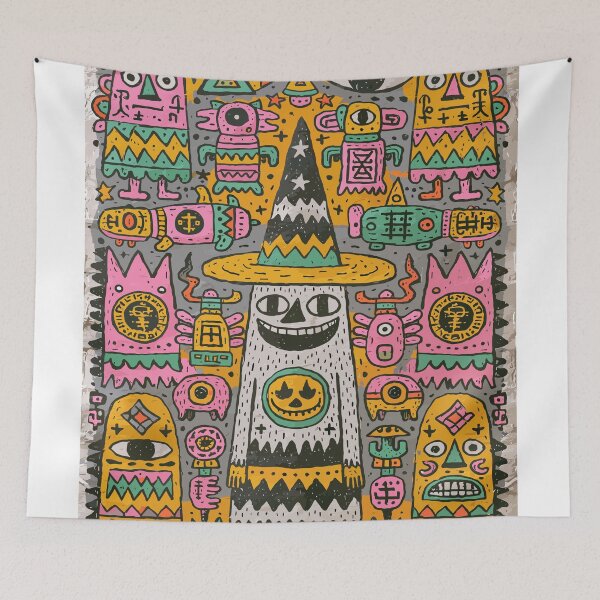 Item preview, Spooky Cute Doodle Creatures Maximalist Art designed and sold by Romgora.