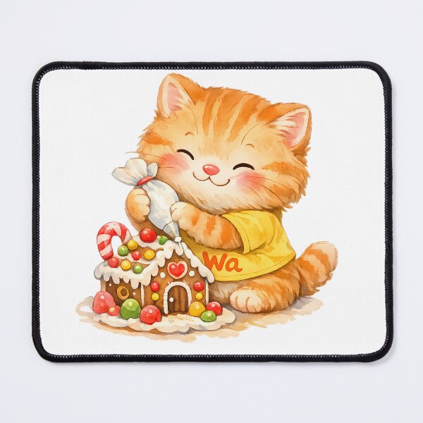 Item preview, Orange Tabby Cat Decorating Gingerbread House designed and sold by Wawa5656.