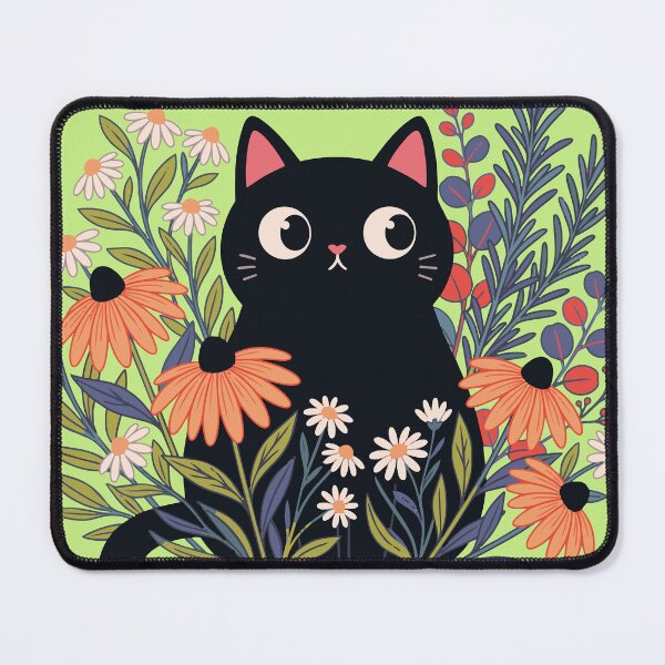 Item preview, Botanical Green Witch Cat in Secret Garden designed and sold by chriswo-design.