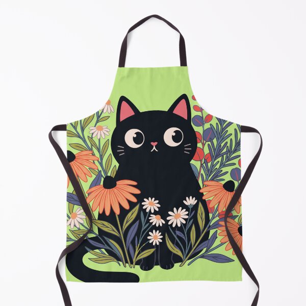 Item preview, Botanical Green Witch Cat in Secret Garden designed and sold by chriswo-design.
