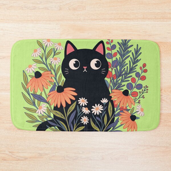 Item preview, Botanical Green Witch Cat in Secret Garden designed and sold by chriswo-design.