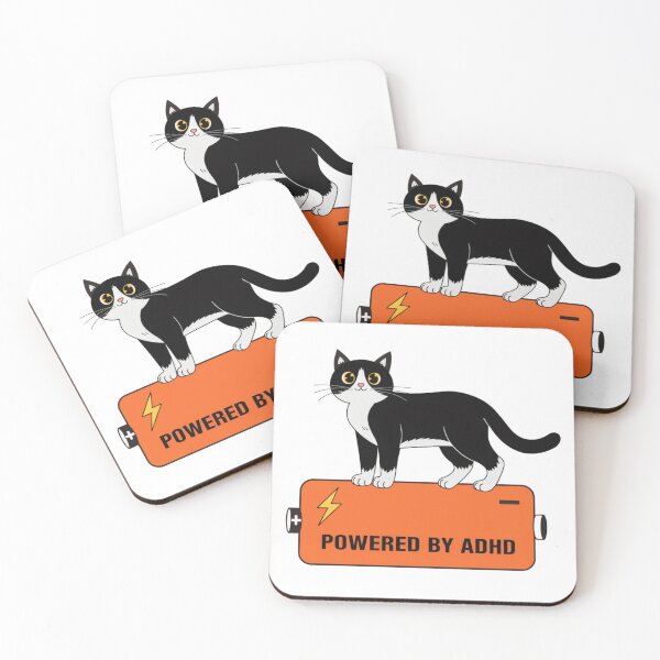 Item preview, Powered By ADHD Cat Pink – Pink Cat Energy Illustration designed and sold by Charonde.
