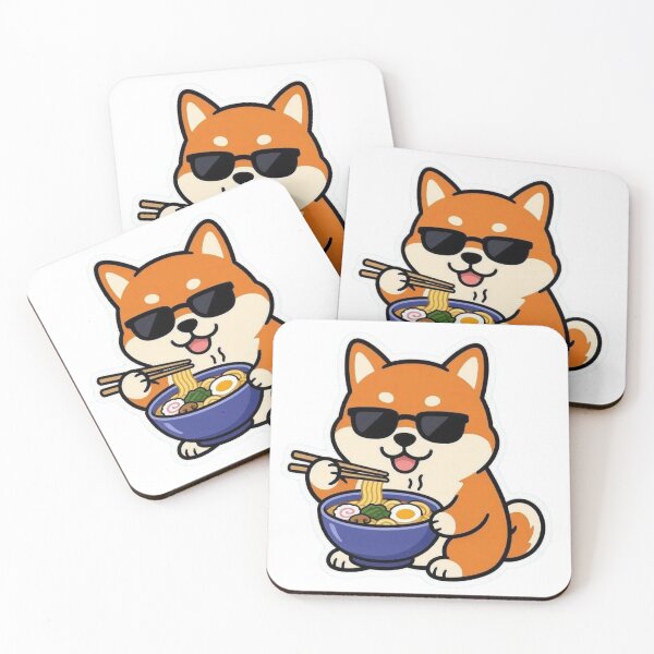 Item preview, Cute Shiba Inu Eating Japanese Ramen Noodles designed and sold by BobaCatDesign.