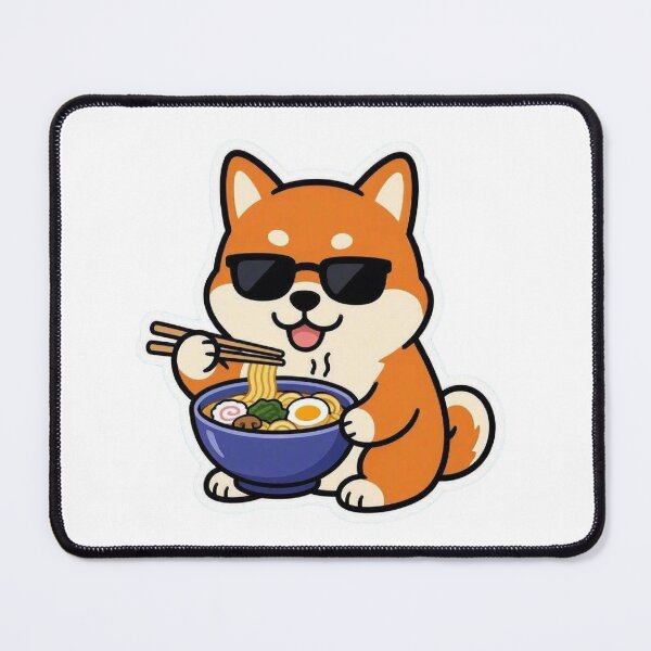 Item preview, Cute Shiba Inu Eating Japanese Ramen Noodles designed and sold by BobaCatDesign.