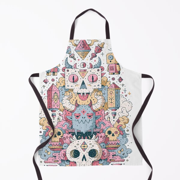 Item preview, Maximalist Doodle Monster Skull Robot Art designed and sold by Romgora.