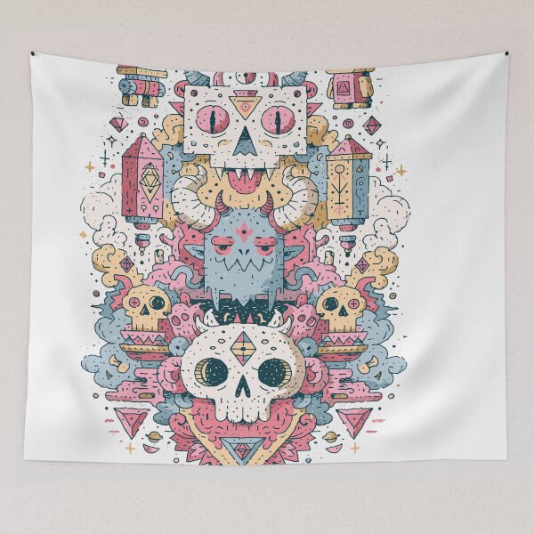 Item preview, Maximalist Doodle Monster Skull Robot Art designed and sold by Romgora.