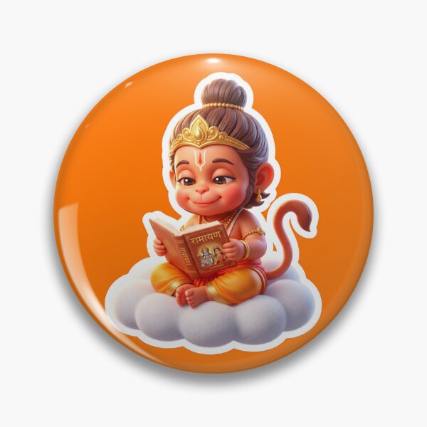 Item preview, Chibi Baby Hanuman Soft Smile Reading Sticker – 3D Cute Hindu God Illustration designed and sold by krazzyremo.