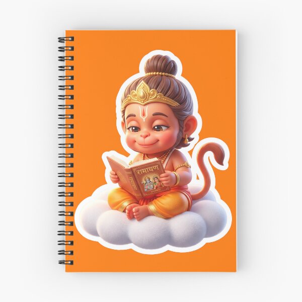 Item preview, Chibi Baby Hanuman Soft Smile Reading Sticker – 3D Cute Hindu God Illustration designed and sold by krazzyremo.