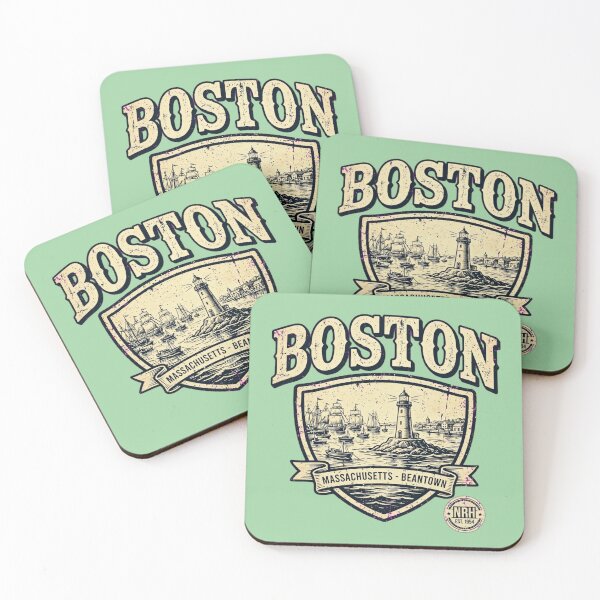 Item preview, Retro poster Boston Massachusetts lighthouse vintage designed and sold by Normandy Road Heritage.