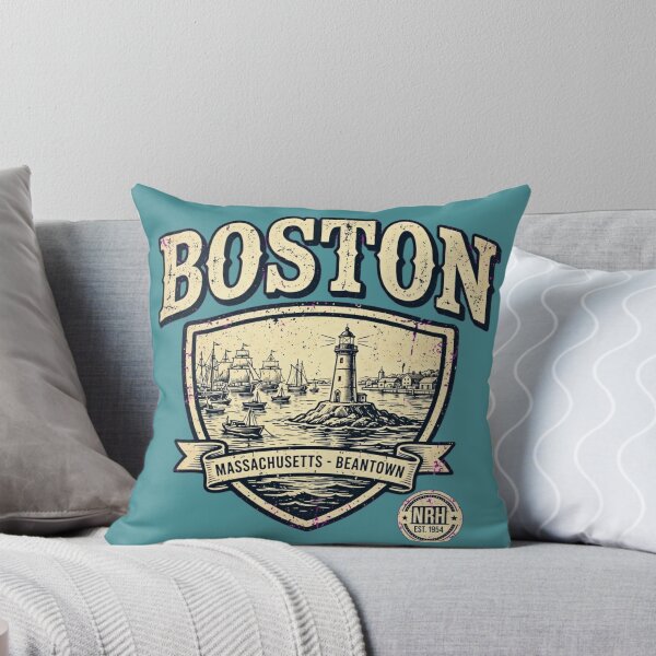 Item preview, Retro poster Boston Massachusetts lighthouse vintage designed and sold by Normandy Road Heritage.