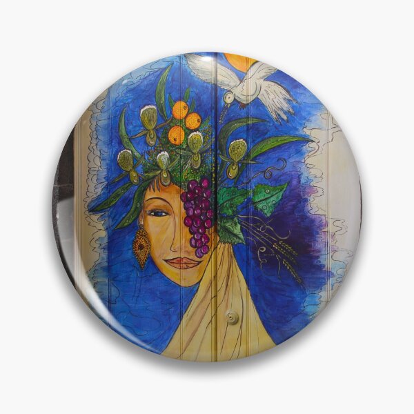 Item preview, Antique door with beautiful floral and female goddess door colorful fine art photograph wall art designed and sold by Jéanpaul  Ferro.