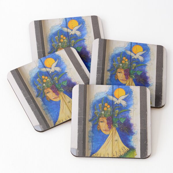 Item preview, Antique door with beautiful floral and female goddess door colorful fine art photograph wall art designed and sold by Jéanpaul  Ferro.