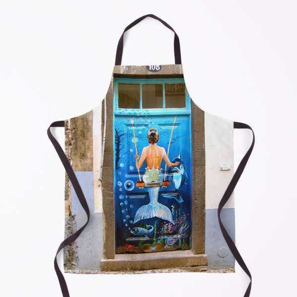 Item preview, Mermaid mural with dolphin antique Mediterranean door colorful fine art photograph wall art designed and sold by Jéanpaul Ferro.