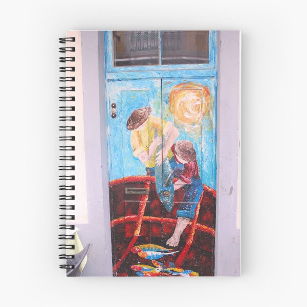 Item preview, Antique fisherman with koi and fish blue and red door colorful fine art photograph wall art designed and sold by Jéanpaul  Ferro.