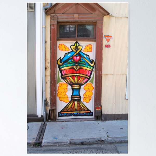 Item preview, Antique mural on door chalice with heart colorful fine art photograph wall art designed and sold by Jéanpaul Ferro.