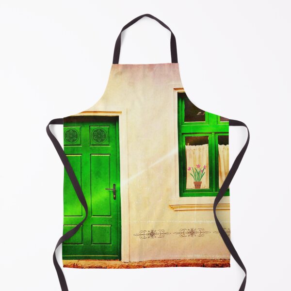 Item preview, Antique green door and window European colorful fine art photograph wall print designed and sold by Jéanpaul Ferro.