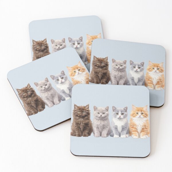 Item preview, Four Adorable Watercolor Kittens - Cute Cat Lineup Illustration designed and sold by BLUESKY11a.