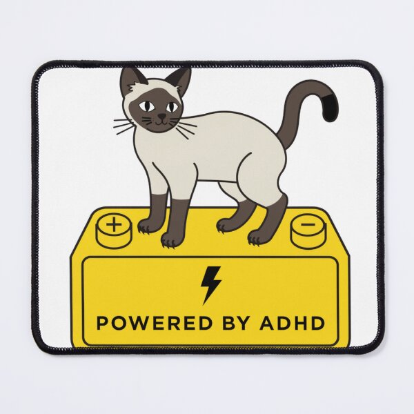 Item preview, Powered By ADHD Cat Pink – Silly Cat Battery Graphic designed and sold by Charonde.