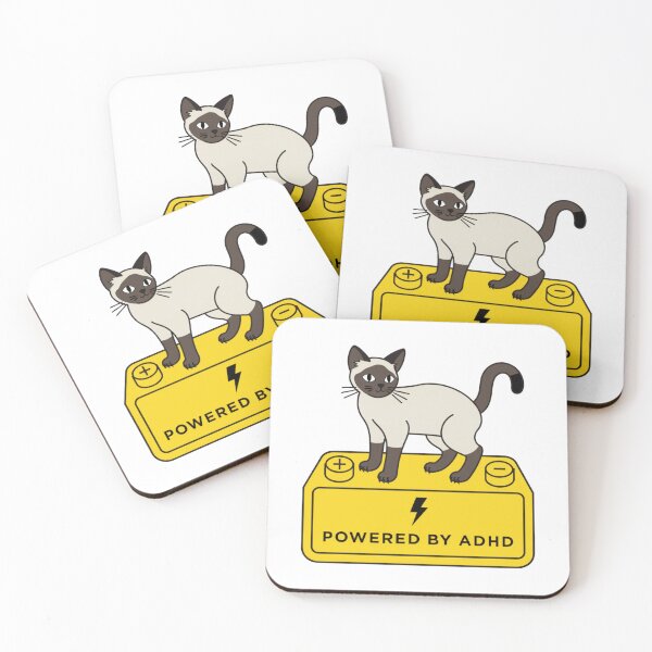 Item preview, Powered By ADHD Cat Pink – Silly Cat Battery Graphic designed and sold by Charonde.