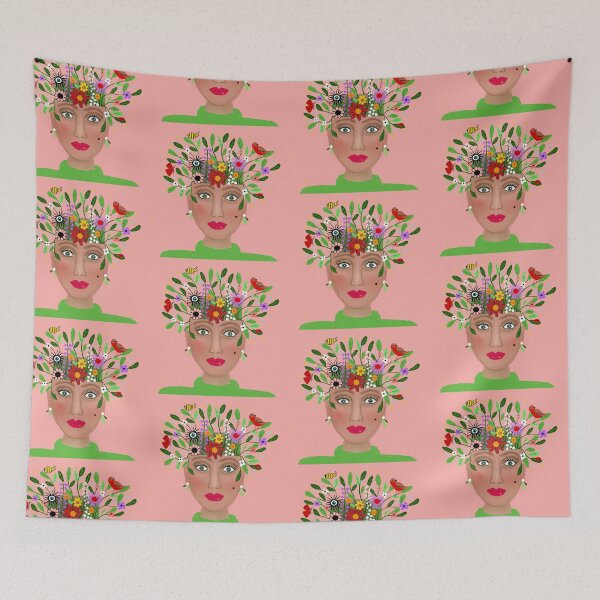 Item preview, Floral Head with Bird and Insects designed and sold by Elaine M Hayward .