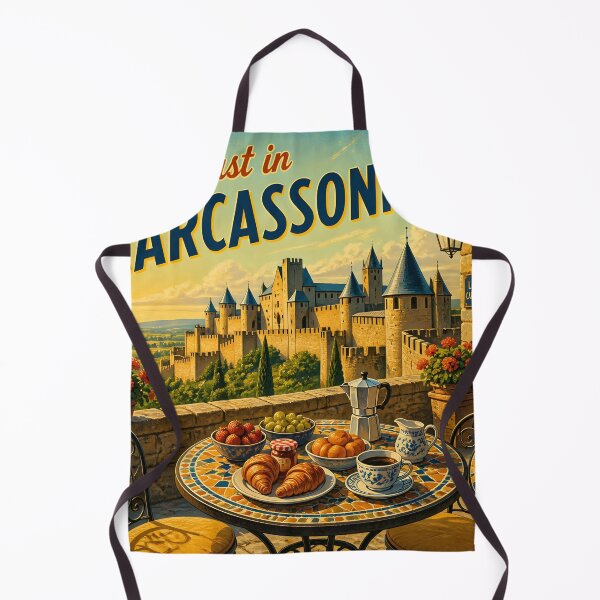 Item preview, Breakfast in Carcassonne, France: scenic-Style Painterly Travel Poster designed and sold by LSVart.