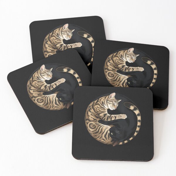 Item preview, Yin Yang Black Cat and Tabby Cat Cute Sleeping Cats designed and sold by ViniBall.