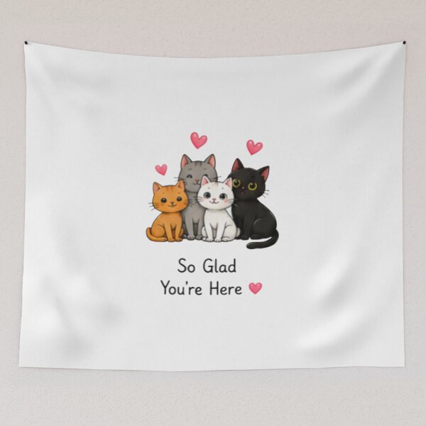 Item preview, Cute Kawaii Cats So Glad You're Here designed and sold by DailyDoodlesBySumbul.