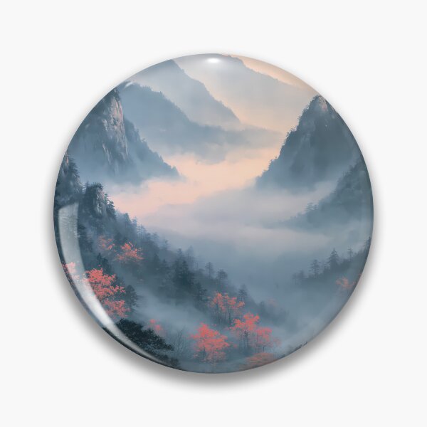 Item preview, Ink Wash Mountains Cherry Blossom Japanese Art designed and sold by FrostyFrisby.