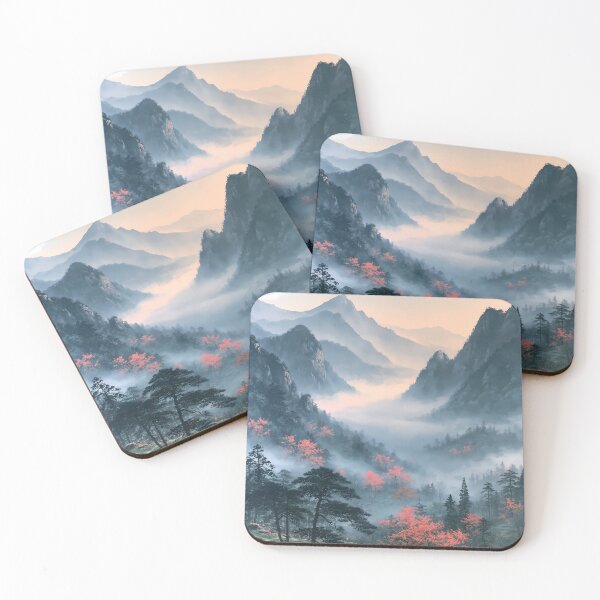 Item preview, Ink Wash Mountains Cherry Blossom Japanese Art designed and sold by FrostyFrisby.