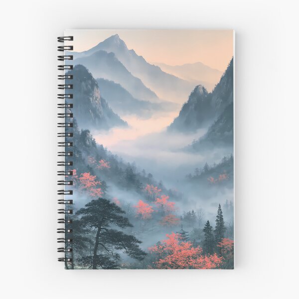 Item preview, Ink Wash Mountains Cherry Blossom Japanese Art designed and sold by FrostyFrisby.