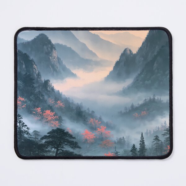 Item preview, Ink Wash Mountains Cherry Blossom Japanese Art designed and sold by FrostyFrisby.