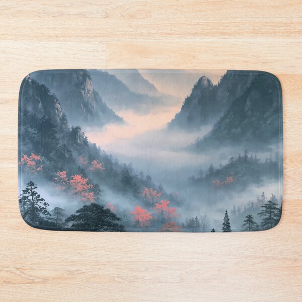Item preview, Ink Wash Mountains Cherry Blossom Japanese Art designed and sold by FrostyFrisby.