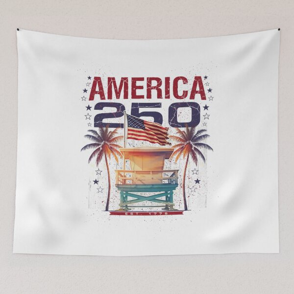 Item preview, America 250 Miami Semiquincentennial Vintage USA Beach Flag v2 designed and sold by DarylWelsh2024.