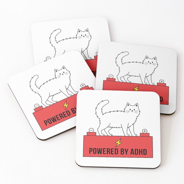 Item preview, Powered By ADHD Cat Pink – Adorable Neurodivergent Cat designed and sold by Charonde.