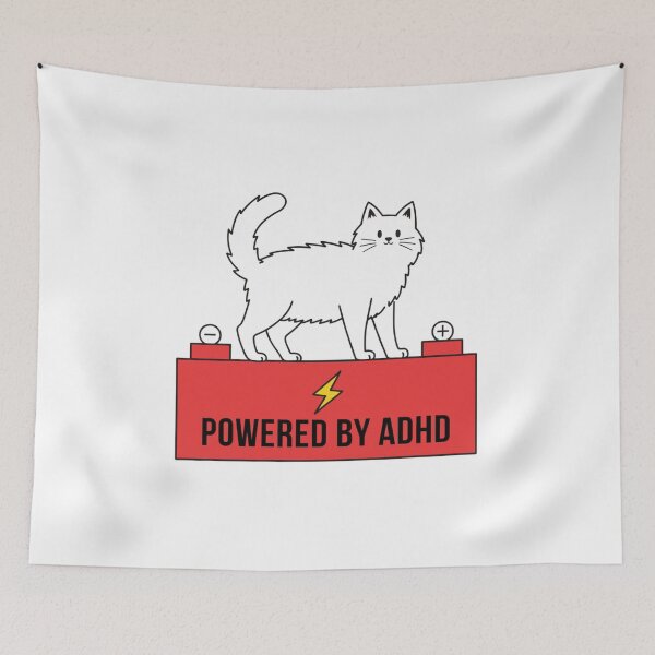 Item preview, Powered By ADHD Cat Pink – Adorable Neurodivergent Cat designed and sold by Charonde.