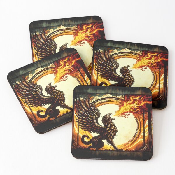 Item preview, Rust Griffin Breathing Fire, Ai Generated Art designed and sold by ACC .