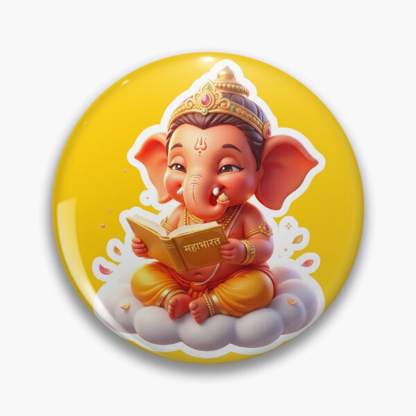 Item preview, Chibi Baby Ganesh Soft Smile Reading Sticker – 3D Cute Hindu God Illustration designed and sold by krazzyremo.