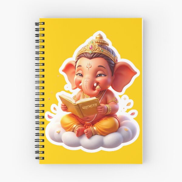 Item preview, Chibi Baby Ganesh Soft Smile Reading Sticker – 3D Cute Hindu God Illustration designed and sold by krazzyremo.