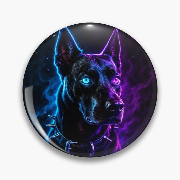 Item preview, Cyberpunk Doberman - Neon Glowing Sci-Fi Dog | Neon Realms designed and sold by NeonRealmsStudio.