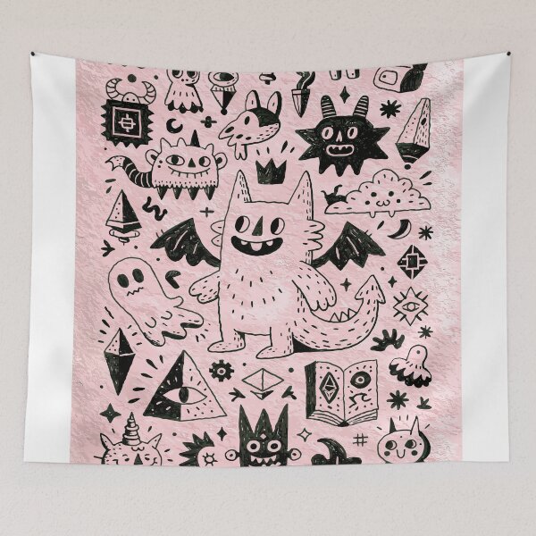 Item preview, Playful Monsters and Occult Symbols Doodle Art designed and sold by Romgora.