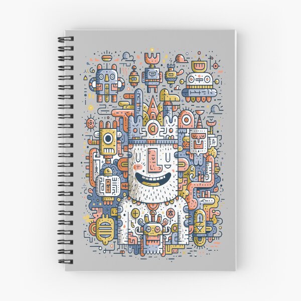 Item preview, Whimsical Doodle Robot Man Complex Illustration designed and sold by Romgora.