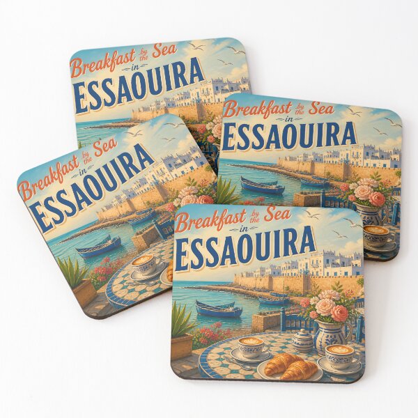 Item preview, Breakfast by the Sea in Essaouira, Morocco: scenic-Style Painterly Travel Poster designed and sold by LSVart.
