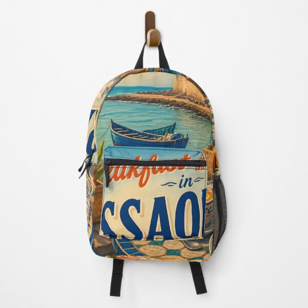 Item preview, Breakfast by the Sea in Essaouira, Morocco: scenic-Style Painterly Travel Poster designed and sold by LSVart.