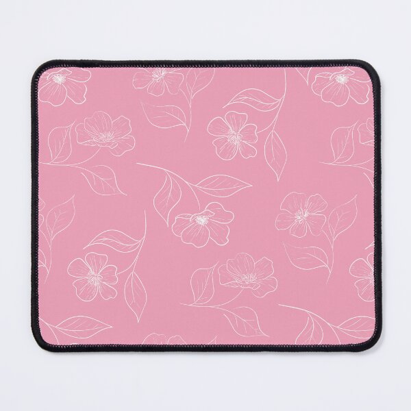 Item preview, Hand Drawn White Outlined Flowers and Leaves on Blush Pink designed and sold by Karima Deiss.