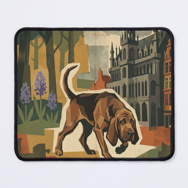 Item preview, BELGIUM Vintage Travel Illustration - Angular Canine Tracking in an Urban Park designed and sold by ZUMERI.
