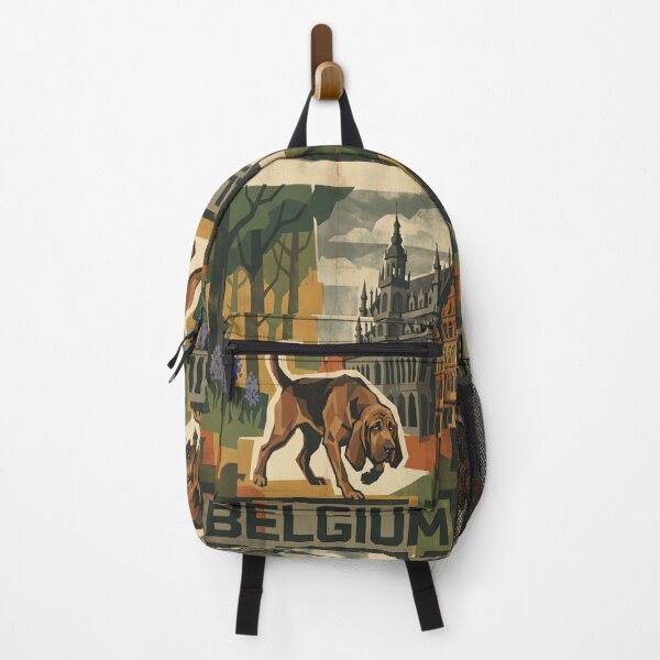 Item preview, BELGIUM Vintage Travel Illustration - Angular Canine Tracking in an Urban Park designed and sold by ZUMERI.