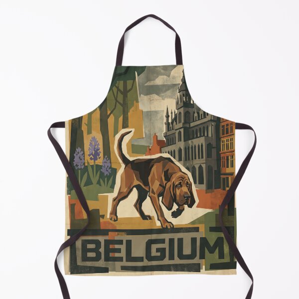Item preview, BELGIUM Vintage Travel Illustration - Angular Canine Tracking in an Urban Park designed and sold by ZUMERI.