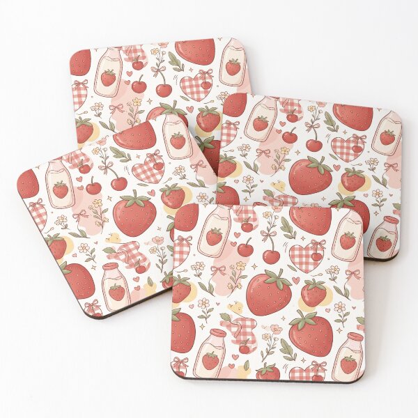 Item preview, Strawberry Milk Picnic | Cute Retro Seamless Pattern | Cozy Strawberry Aesthetic designed and sold by AP Digi Store.