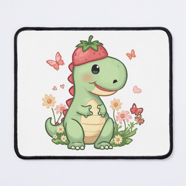 Item preview, Strawberry Dinosaur Sticker | Kawaii Strawberry Dino | Floral Dinosaur Illustration | Pastel T-Rex Vinyl Sticker designed and sold by Pandey14.