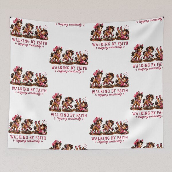 Item preview, Walking By Faith Tripping Constantly Funny Christian Cowgirl Kids designed and sold by ostenlee.